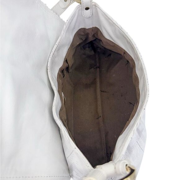 FENDI Chef Hobo White Perforated FF Zucca Logo Calfskin Small Shoulder B… - Picture 8 of 12